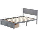 ZUN Full Size Platform Bed with Under-bed Drawers, Gray WF196530AAE