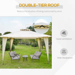 ZUN 11' x 11' Outdoor Canopy Tent Party Gazebo with Double-Tier Roof, Steel Frame, Included Ground W2225142538