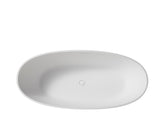 ZUN Contemporary Design Solid Surface Freestanding Soaking Bathtub with Overflow in Matte White, cUPC W1573120493