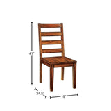 ZUN Tobacco Oak Finish Solid wood Industrial Style Kitchen Set of 2 Chairs Ladder Back Chairs B011P148640
