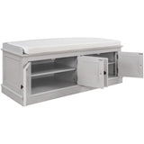 ZUN TREXM Storage Bench with 4 Doors and Adjustable Shelves, Shoe Bench with Removable Cushion for WF284227AAE