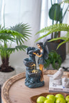 ZUN 7.7x4.7x14.2" Decorative 3 Tier Water Fountain with Fairy and LED Light, for Indoor Tabletop and W2078138939