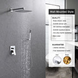 ZUN Shower System Shower Faucet Combo Set Wall Mounted with 12" Rainfall Shower Head and handheld shower 87609196