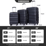 ZUN Expandable 3 Piece Luggage Sets PC Lightweight & Durable Suitcase with Two Hooks, Spinner Wheels, W284104375