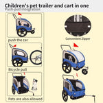 ZUN 2-in-1 Double 2 Seat Bicycle Bike Trailer Jogger Stroller for Kids Children Foldable Collapsible W1364133905
