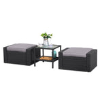 ZUN Patio Dark Gray Ottoman Footstool Set Rattan With Side Table Furniture Outdoor W1828P149791