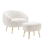 ZUN Orisfur. Modern Comfy Leisure Accent Chair, Teddy Short Plush Particle Velvet Armchair with Ottoman WF287096AAC