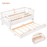 ZUN Low Loft Bed Twin Size with Full Safety Fence, Climbing ladder, Storage Drawers and Trundle White WF296596AAK