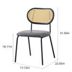 ZUN Light Grey modern simple style dining chair PU leather black metal pipe PP back dining room W29990653