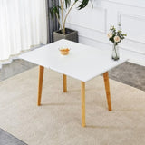 ZUN White sintered stone tabletop with rubber wooden legs, foldable computer desk, foldable office desk, W1151P145183