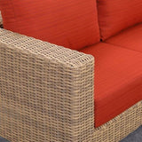 ZUN Harlow Range 7 Seats -8 Pieces Brown Wicker Patio Furniture Sets U-Shaped With Cushions And Teak W2115127844