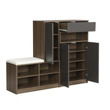ZUN ON-TREND 2-in-1 Shoe Storage Bench & Shoe Cabinets
, Multi-functional Shoe Rack with Padded Seat, WF314405AAE