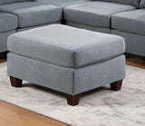 ZUN Living Room Furniture Cocktail Ottoman Grey Linen Like Fabric 1pc Plush Ottoman Wooden Legs B011104192