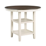 ZUN Brown and Antique White Finish 1pc Counter Height Table with 2x Display Shelves Transitional Style B01155789