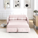 ZUN Modern 55.5" Pull Out Sleep Sofa Bed 2 Seater Loveseats Sofa Couch with side pockets, Adjsutable W119366635