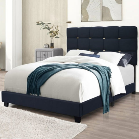 ZUN THE BLACK SERIES QUEEN SIZE ADJUSTABLE UPHOLSTERED BED FRAME WITH GOLD ACCENTS ON THE HEADBOARD HAS W1867P143801