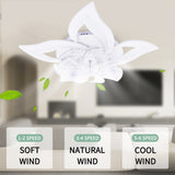 ZUN Ceiling Light Fan with Remote Control/app Control,3 Colors 6 Speeds 27In 40W Dimmable Flower Shape 26615980