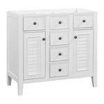 ZUN 36" Bathroom Vanity without Sink, Cabinet Base Only, Two Cabinets and Five Drawers, Solid Wood WF299664AAK