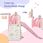 ZUN Toddler Slide and Swing Set 5 in 1, Kids Playground Climber Slide Playset with Basketball Hoop PP297714AAH