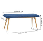 ZUN 45.3" Dining Room Bench with Metal Legs - DARK BLUE W131471295