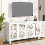 ZUN ON-TREND Buffet Cabinet with Adjustable Shelves, 4-Door Mirror Hollow-Carved TV stand for TVs Up to WF314484AAK