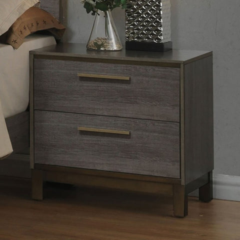 ZUN Contemporary 1pc Nightstand Two Tone Antique Gray Bedroom Furniture Nightstand Center Metal Glides B01149998