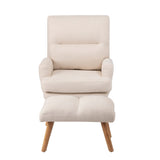 ZUN Accent Chair with Ottoman Set, Fabric Armchair with Wood Legs and Adjustable Backrest , Mid Century W109563097