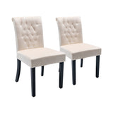 ZUN Velvet Dining Chair Set Tufted Heigh Back with Solid Wood Frame Accent Chairs set of 2 Beige W1921123688