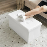 ZUN FCH 76*38*38cm Glossy Pull Point PVC MDF Foldable Storage Footstool White 43333798
