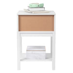 ZUN FCH 40*35*56cm Density Board Spray Paint Smoked Mirror Single Carved Bedside Table White 94830657