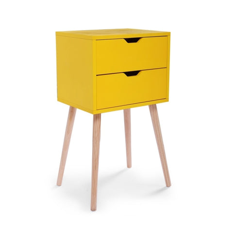 ZUN Mid-Century Nightstand with 2 Sliding Drawers, Wood Sofa Side Table, Modern End Table for Living W104152283