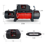 ZUN XPV Electric Winch 10000 LBS 12V Synthetic Rope Load Capacity Red Rope Jeep Towing Truck Off Road W121883548