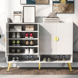 ZUN U-Can Shoe Cabinet with Doors, 11-Tier Shoe Storage Cabinet with Adjustable Shelves, Modern Wooden WF309200AAK