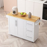 ZUN Kitchen Island Cart with 2 Door Cabinet and Three Drawers,43.31 Inch Width with Spice,Towel W75763043