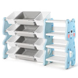 ZUN Multi-layered Plastic Kids Storage Organizer Bookcase Toys Shelf w/Storage Box 29455275