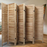 ZUN Sycamore wood 8 Panel Screen Folding Louvered Room Divider - light burn W2181P145306
