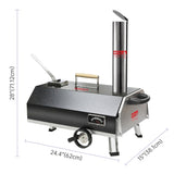 ZUN Semi-Automatic Black 12 Outdoor Pizza Oven Portable Wood Fired Pizza Oven Outdoor Cooking Pizza W2196134328