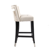 ZUN Suede Velvet Barstool with nailheads Dining Room Chair 2 pcs Set - 26 inch Seater height W57054079