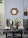 ZUN 18.5" x 18.5" Hexagon Mirror with Natural Wood Frame, Wall Decor for Living Room Bathroom Hallway, W2078133974