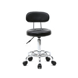 ZUN Round Shape Adjustable Salon Stool with Back and Line Black 29871662
