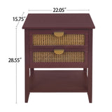ZUN 2 Drawer Side table,Naturel Rattan,End table,Suitable for bedroom, living room, study W68858078