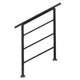 ZUN Handrails for Outdoor Steps, Wrought Iron Handrail Fits 1 or 3 Steps, Transitional Handrail with 87420248