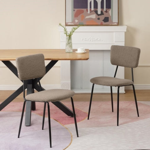ZUN Dining Room Chairs Set of 2, Modern Comfortable Feature Chairs with Faux Plush Upholstered Back and W117094373