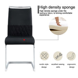 ZUN Modern Dining Chairs, PU Faux Leather High Back Upholstered Side Chair transverse stripe backrest W115159131