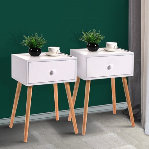 ZUN Set of 2 Wood Nightstand with Storage Drawer and Solid Wood Leg, Modern End Table for Living Room W104168936