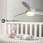 ZUN 42 Inch Modern ABS Ceiling Fan With 6 Speed Remote Control Dimmable Reversible DC Motor With Light W882140936
