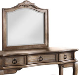 ZUN Contemporary Antique Oak Color Vanity Set w Stool Retro Style Drawers cabriole-tapered legs Mirror w B011113312