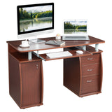 ZUN FCH 115* 55*74cm 15mm MDF Portable 1pc Door with 3pcs Drawers Computer Desk Coffee Color 28296634