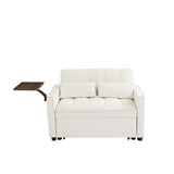 ZUN Cream White Velvet Loveseat Sofa Bed W588132115