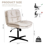 ZUN Large Size Armless Home Office Desk Chair Vanity Chair No Wheels W1692102002